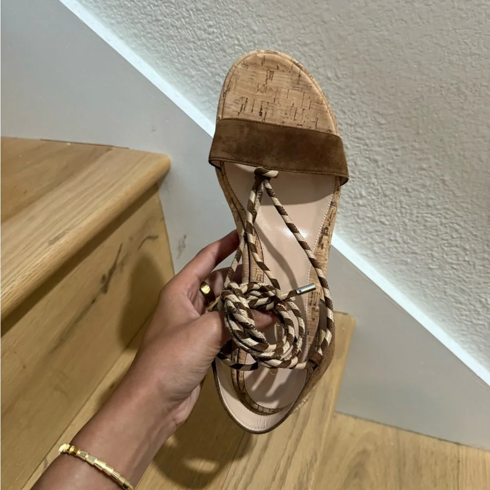 Gianvito Rossi Lace Up Cork Platform Sandals Size 41